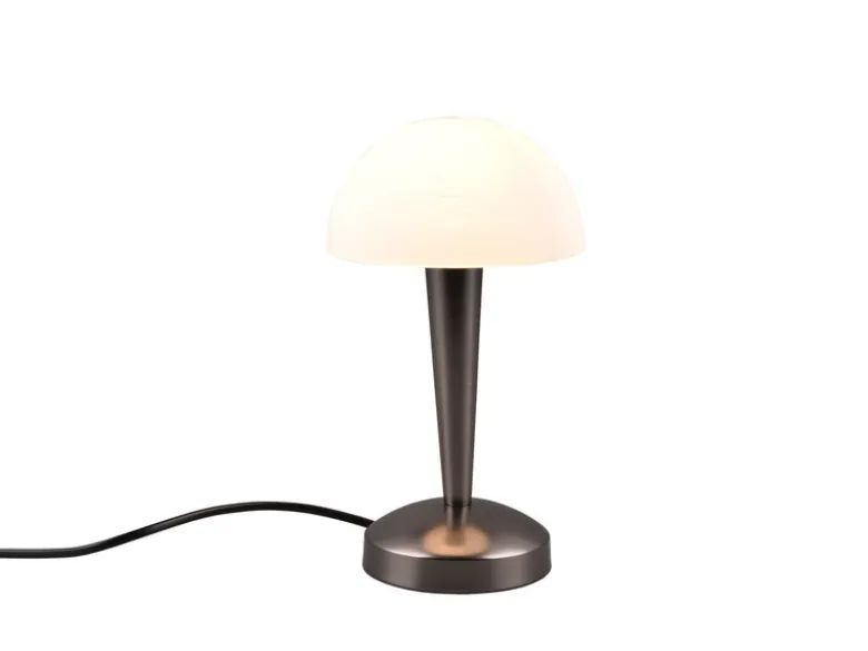 LED Tischleuchte CANARIA mit Glasschirm Touchfunktion Schwarz Chrom, Höhe 26cm