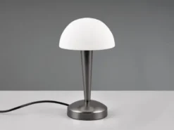 LED Tischleuchte CANARIA mit Glasschirm Touchfunktion Schwarz Chrom, Höhe 26cm