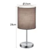 LED Tischleuchte Chrom mit Stoffschirm in Grau, Höhe 28cm