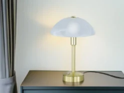 LED Tischleuchte DONNA dimmbar, Messing mit Glasschirm, Höhe 30cm