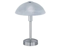 LED Tischleuchte DONNA dimmbar, Silber mit Glasschirm, Höhe 30cm