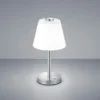 LED Tischleuchte EMERALD Chrom glänzend mit Glaslampenschirm in Weiß, Höhe 29cm