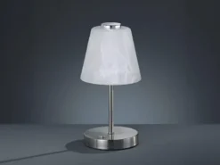LED Tischleuchte EMMY Metall 4-fach Dimmer Silber matt, Höhe 24cm