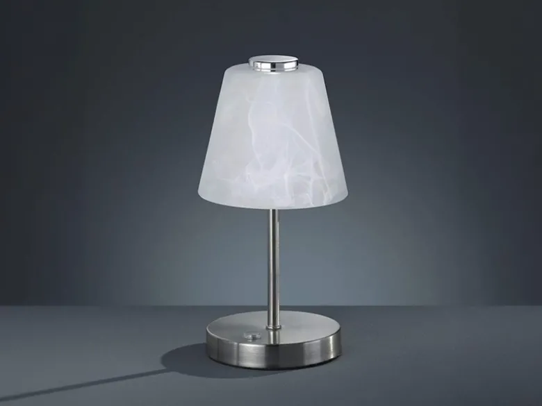 LED Tischleuchte EMMY Metall 4-fach Dimmer Silber matt, Höhe 24cm