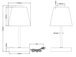 LED Tischleuchte EMMY Metall 4-fach Dimmer Silber matt, Höhe 24cm
