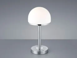 LED Tischleuchte 2er Set Silber mit Glas Lampenschirm dimmbar, Höhe 39cm