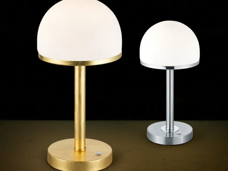 LED Tischleuchte 2er Set Silber mit Glas Lampenschirm dimmbar, Höhe 39cm