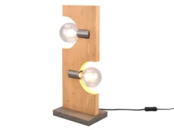 LED Tischleuchte 2 flammig Holzbrett naturbelassen, Höhe 52cm
