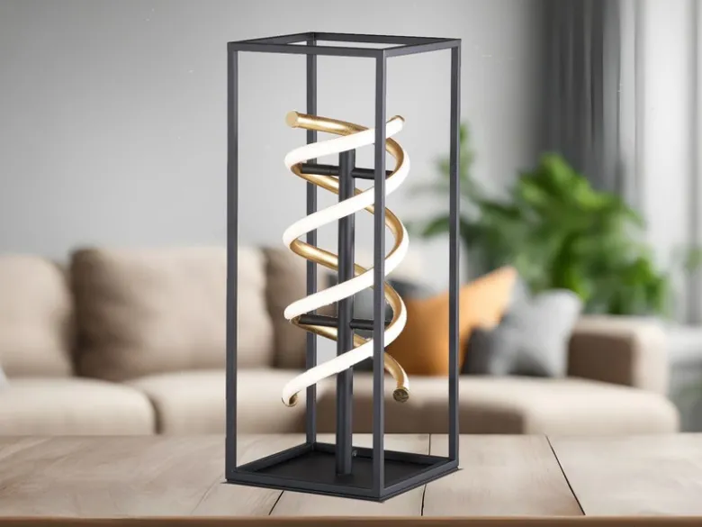 LED Tischleuchte GIAN Schwarz Gold dimmbar, Höhe 50cm