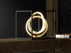 LED Tischleuchte GISI Schwarz Gold mit Sensordimmer, Höhe 25cm