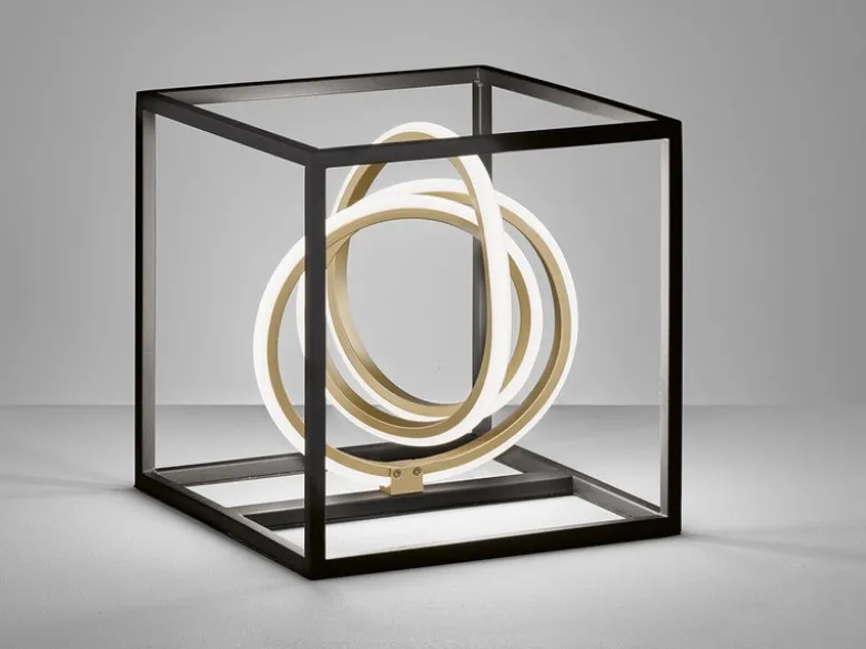 LED Tischleuchte GISI Schwarz Gold mit Sensordimmer, Höhe 25cm