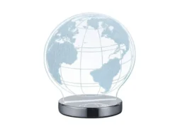 LED Tischleuchte GLOBE 3D Optik Chrom Lichtfarbe einstellbar, Höhe 20cm