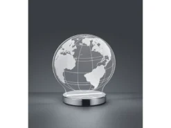 LED Tischleuchte GLOBE 3D Optik Chrom Lichtfarbe einstellbar, Höhe 20cm