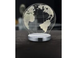 LED Tischleuchte GLOBE 3D Optik Chrom Lichtfarbe einstellbar, Höhe 20cm