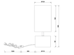 LED Tischleuchte Holzfuß mit Stoffschirm in Weiß, Höhe 30cm