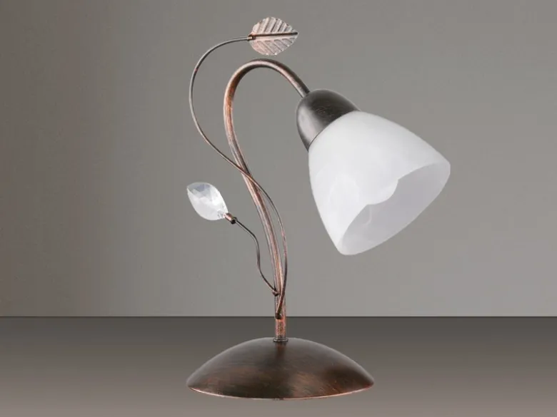 LED Tischleuchte in Rostoptik mit Blätter Deko, Höhe 32cm