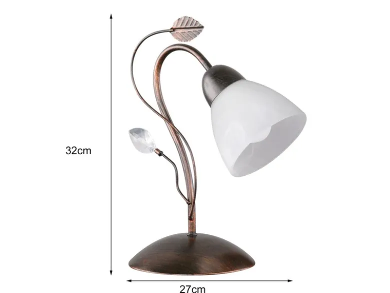 LED Tischleuchte in Rostoptik mit Blätter Deko, Höhe 32cm