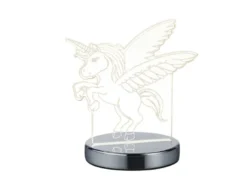 LED Tischleuchte KARO Einhorn 3D Optik, Lichtfarbe einstellbar, Höhe 17cm