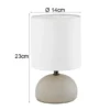 LED Tischleuchte Keramik Cappucino runder Stofflampenschirm Weiß, Höhe 23cm