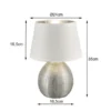 LED Tischleuchte Keramik mit Stoffschirm Weiß innen Silber, Höhe 35cm