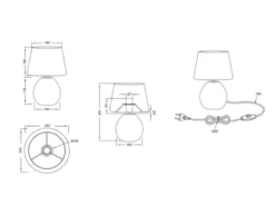 LED Tischleuchte Keramik mit Stoffschirm Schwarz innen Gold, Höhe 35cm