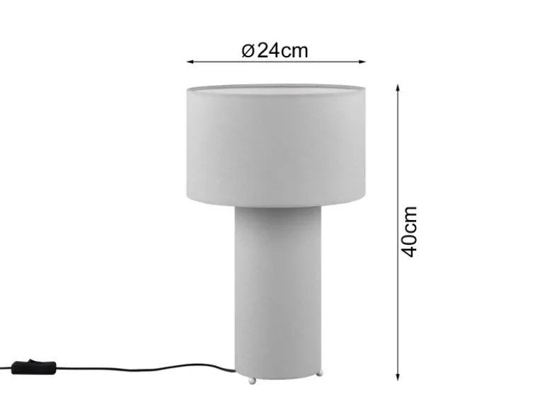 LED Tischleuchte Korpus und Lampenschirm Stoff Ultimate Grau, Höhe 40cm