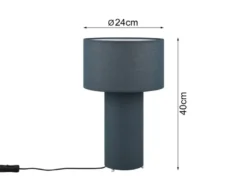LED Tischleuchte Korpus und Lampenschirm Stoff Blau, Höhe 40cm