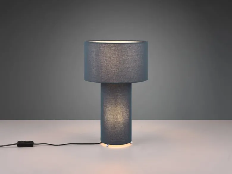 LED Tischleuchte Korpus und Lampenschirm Stoff Blau, Höhe 40cm