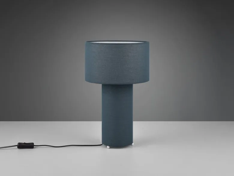 LED Tischleuchte Korpus und Lampenschirm Stoff Blau, Höhe 40cm