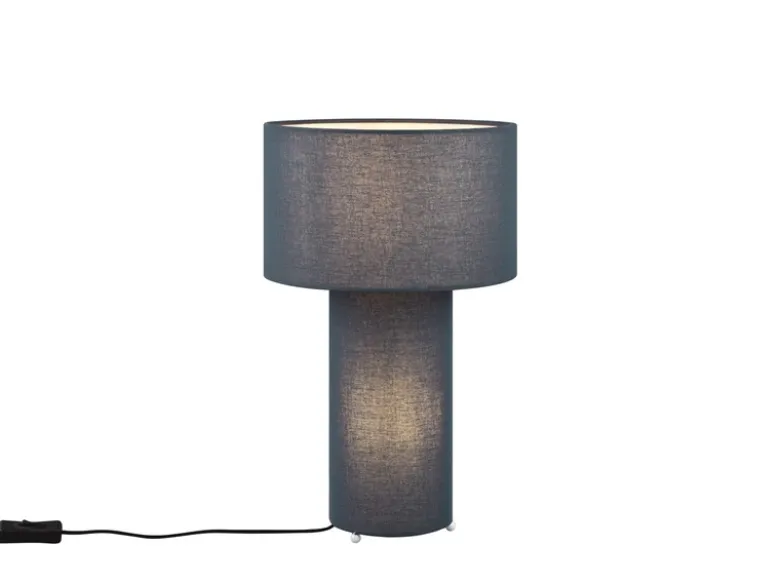 LED Tischleuchte Korpus und Lampenschirm Stoff Blau, Höhe 40cm