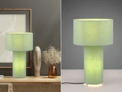 LED Tischleuchte Korpus und Lampenschirm Stoff Pistaziengrün, Höhe 40cm