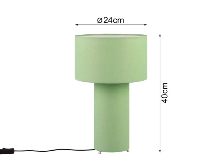 LED Tischleuchte Korpus und Lampenschirm Stoff Pistaziengrün, Höhe 40cm