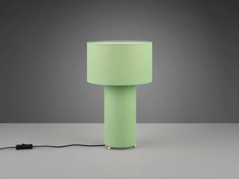 LED Tischleuchte Korpus und Lampenschirm Stoff Pistaziengrün, Höhe 40cm