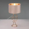 LED Tischleuchte Lampenschirm Samt in Beige Gold, Höhe 46cm