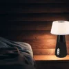 LED Tischleuchte LINDE mit Lautsprecher – mobile Akku Lampe, Höhe 28cm