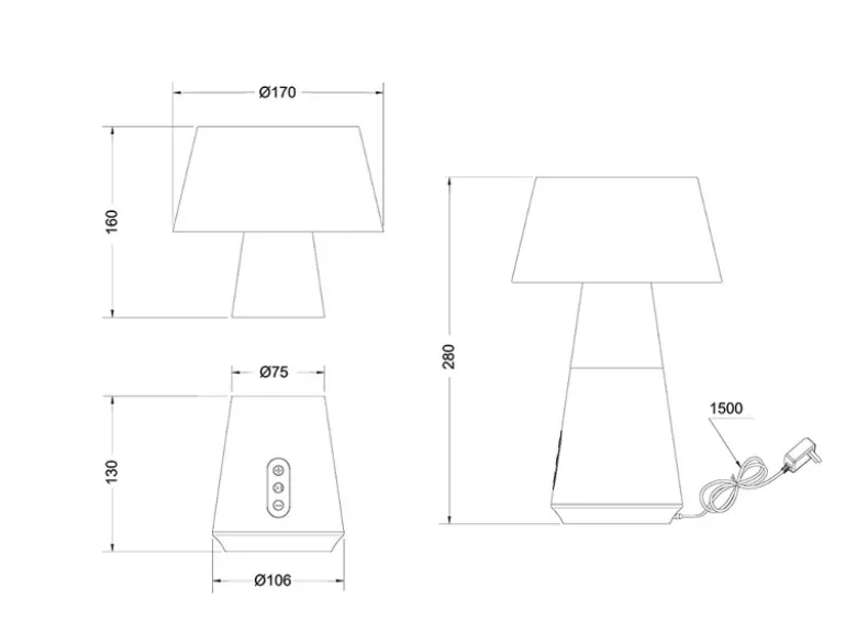 LED Tischleuchte LINDE mit Lautsprecher – mobile Akku Lampe, Höhe 28cm