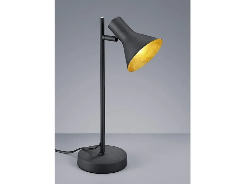 LED Tischleuchte Metall Schwarz/Gold Spot dreh+schwenkbar, Höhe 39cm