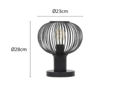 LED Tischleuchte mit Gitter Lampenschirm Schwarz, Höhe 28cm