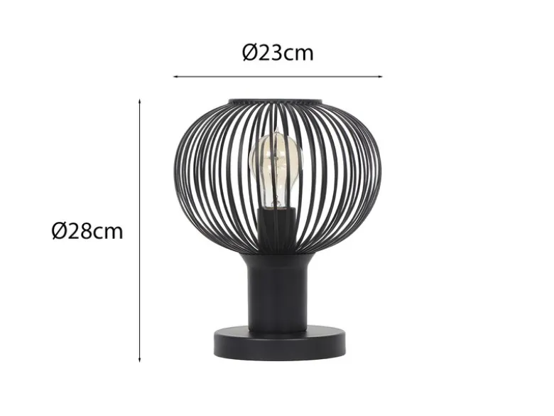 LED Tischleuchte mit Gitter Lampenschirm Schwarz, Höhe 28cm