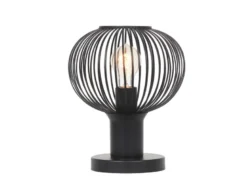 LED Tischleuchte mit Gitter Lampenschirm Schwarz, Höhe 28cm