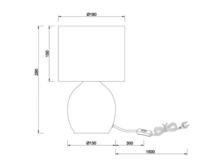 LED Tischleuchte mit Glasfuß Grau und Stoffschirm Weiß, Höhe 29cm