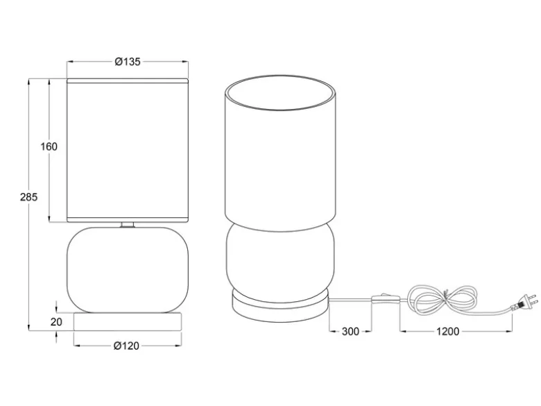 LED Tischleuchte mit Glasfuß Rauchglas und Stoffschirm Schwarz, Höhe 28cm