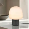 LED Tischleuchte mit Glasschirm & Metallfuß Schwarz, Höhe 27cm
