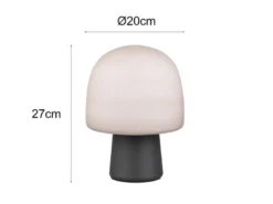 LED Tischleuchte mit Glasschirm & Metallfuß Schwarz, Höhe 27cm