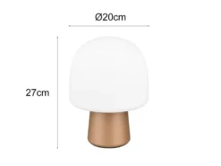 LED Tischleuchte mit Glasschirm & Metallfuß Coffee, Höhe 27cm