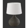 LED Tischleuchte mit Keramikfuß Braun & Stoffschirm Beige, Höhe 29cm