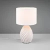 LED Tischleuchte mit Keramikfuß und Stoffschirm in Weiß, Höhe 31cm