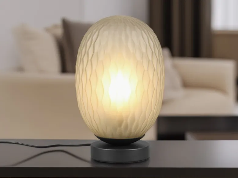 LED Tischleuchte mit ovalem Glasschirm Grün, Höhe 28cm