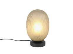 LED Tischleuchte mit ovalem Glasschirm Grün, Höhe 28cm