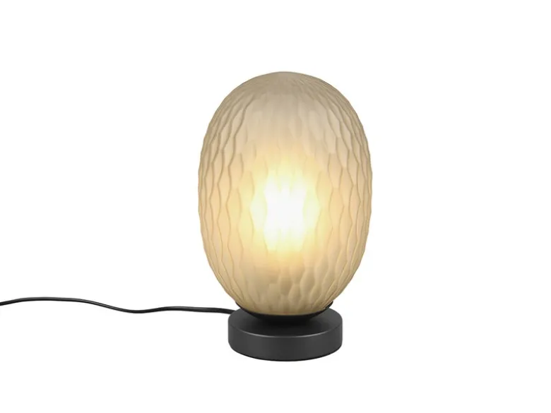 LED Tischleuchte mit ovalem Glasschirm Grün, Höhe 28cm